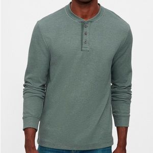 Gap Factory Heather Viridian Green Mens Henley NWT Small Midweight 3 Button